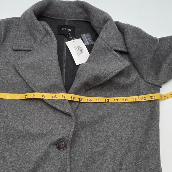 Love Tree Elegant Coat, In Charcoal, Size M, 2 Slit Pockets, (Soft) lightweight - Picture 4 of 8